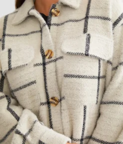 Z Supply Eyelash Plaid Shacket Heather Taupe Clearance