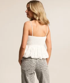 Tops | Willow & Root Eyelet Smocked Tank Top White