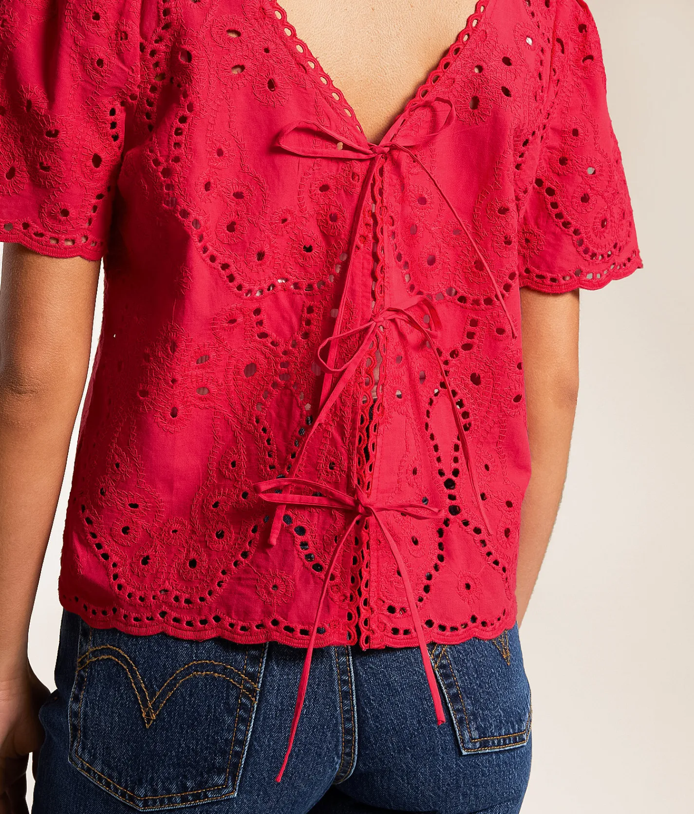 Tops | Willow & Root Eyelet Top Red