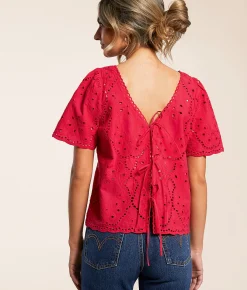 Tops | Willow & Root Eyelet Top Red