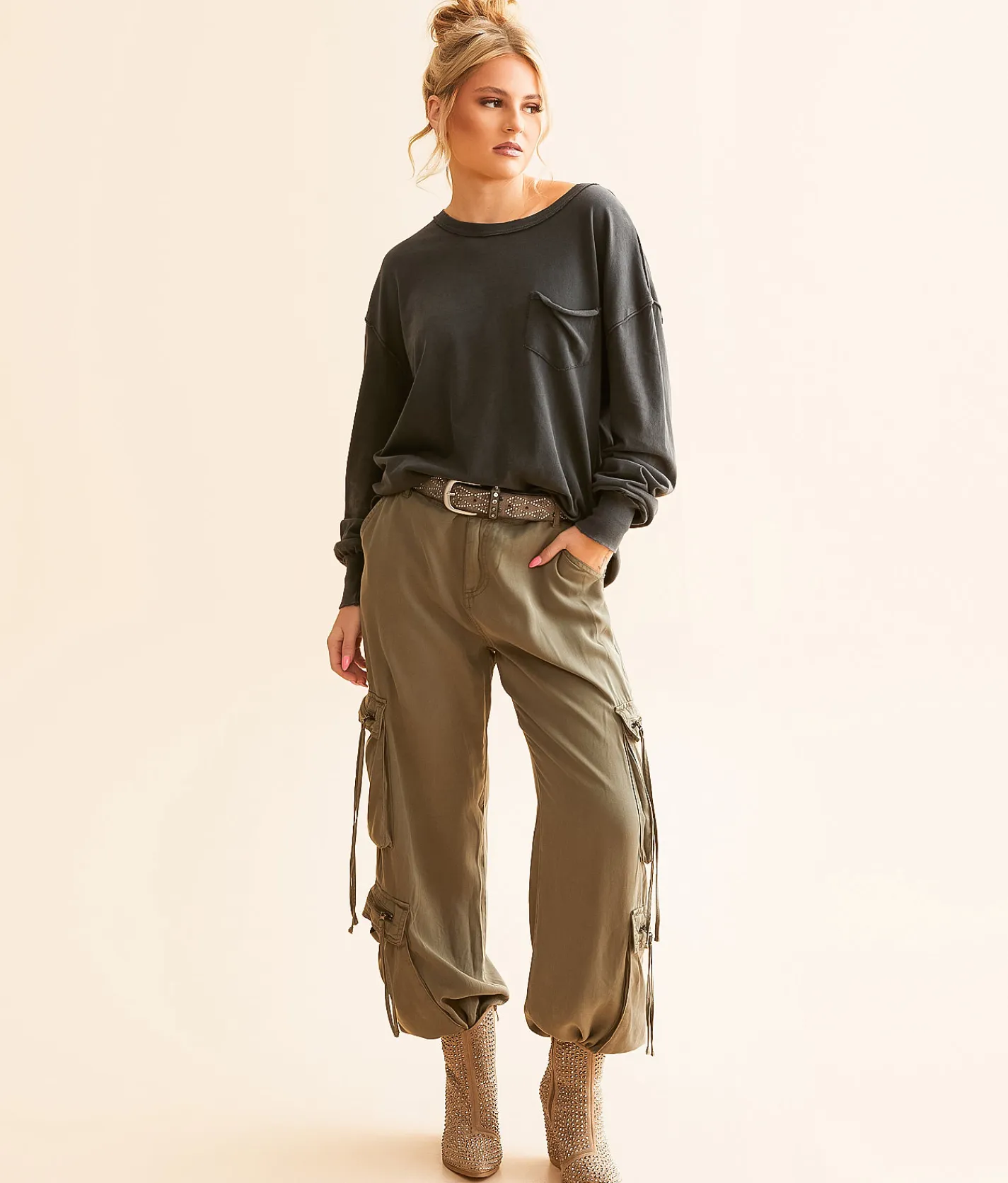 Free People Fade Into You T-Shirt Military Olive Outlet