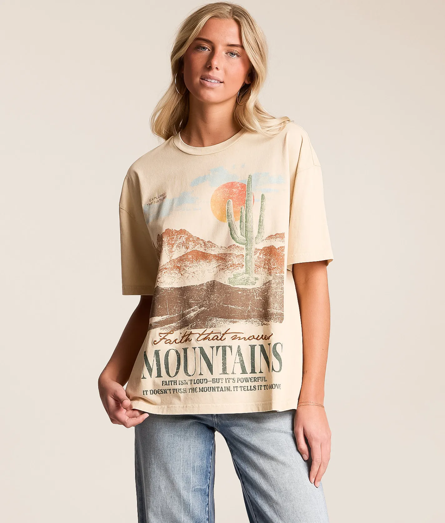 Modish Rebel Faith That Moves Mountains T-Shirt Natural New