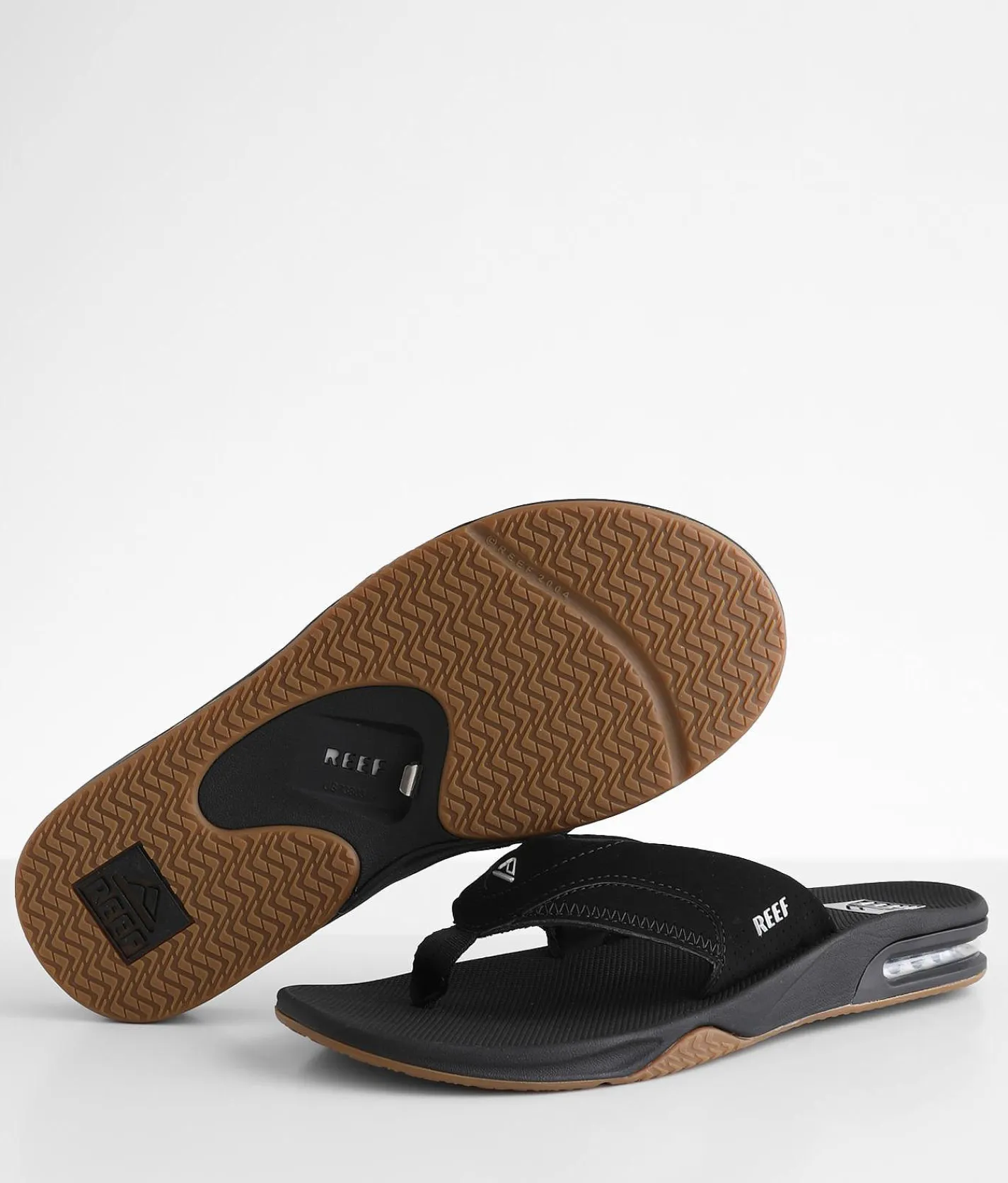 Reef Fanning Flip Black Silver Outlet