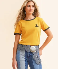 Wrangler® x Lainey Wilson Farms Ringer T-Shirt Nugget Gold Discount