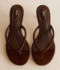 Mia Farren Kitten Heel Sandal Chocolate Sale