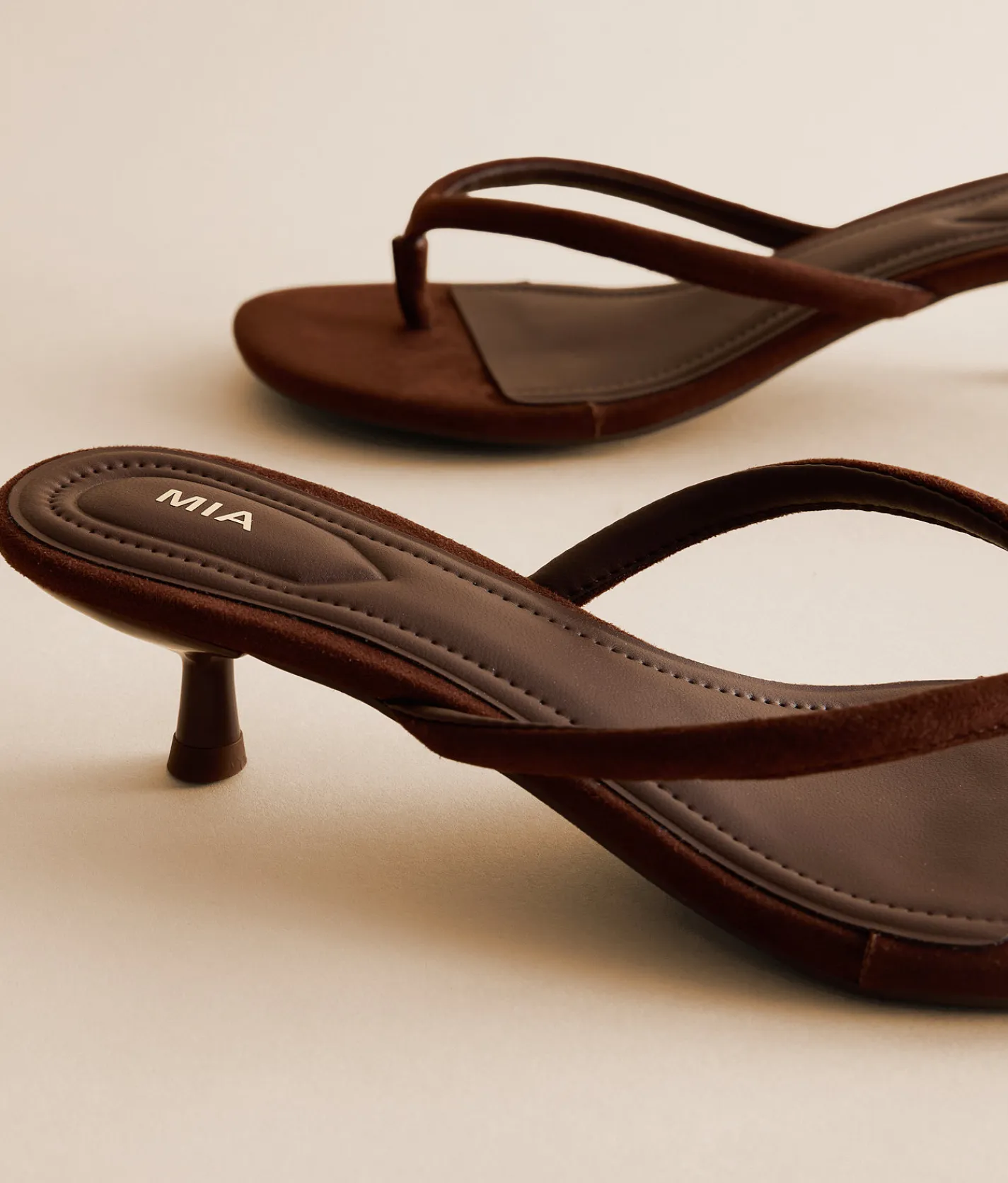 Mia Farren Kitten Heel Sandal Chocolate Sale