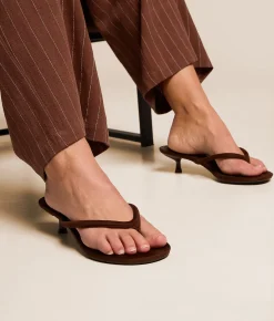 Mia Farren Kitten Heel Sandal Chocolate Sale