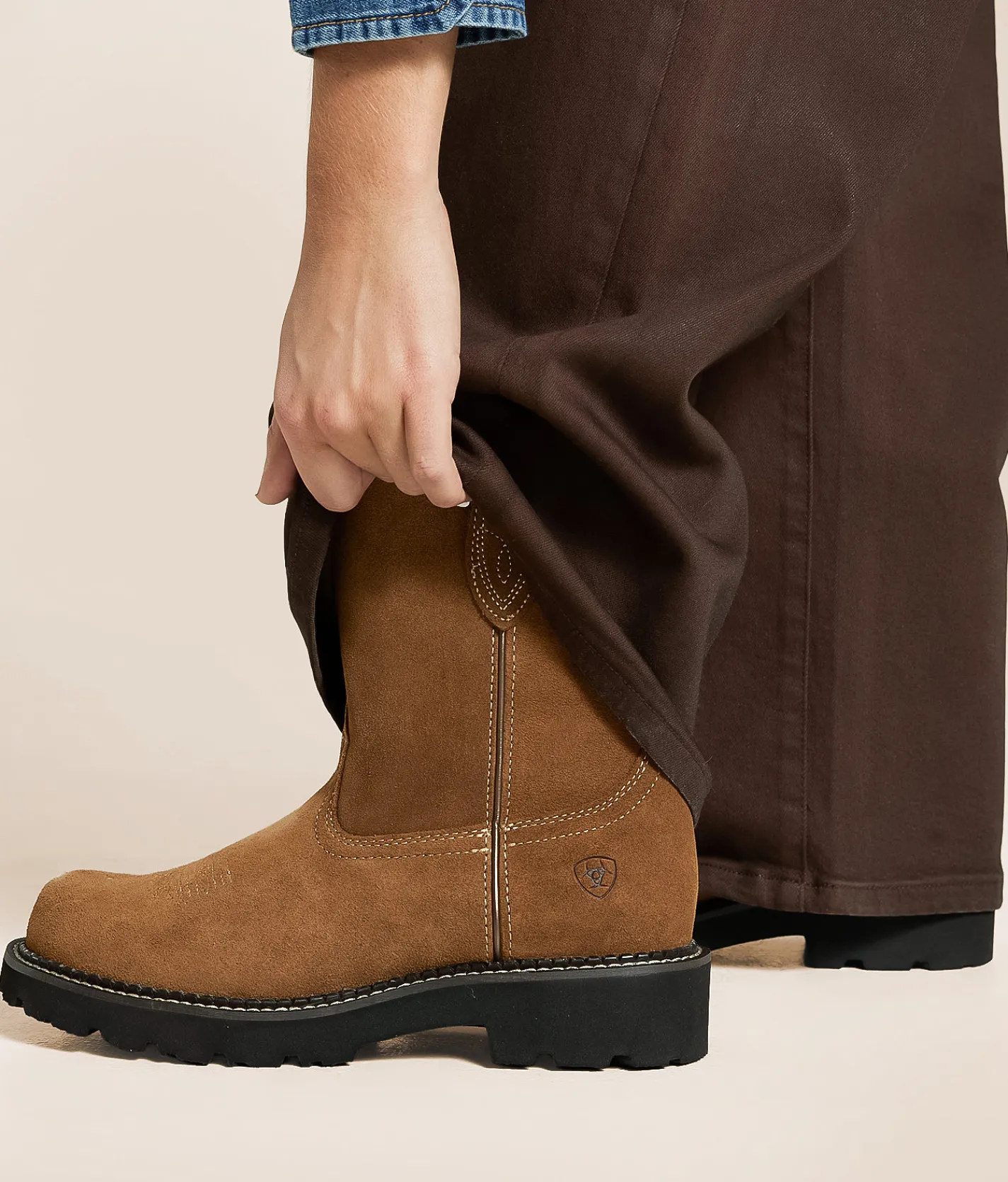 Ariat Fatbaby Slouchy Leather Western Boot Crushed Peanut Hot
