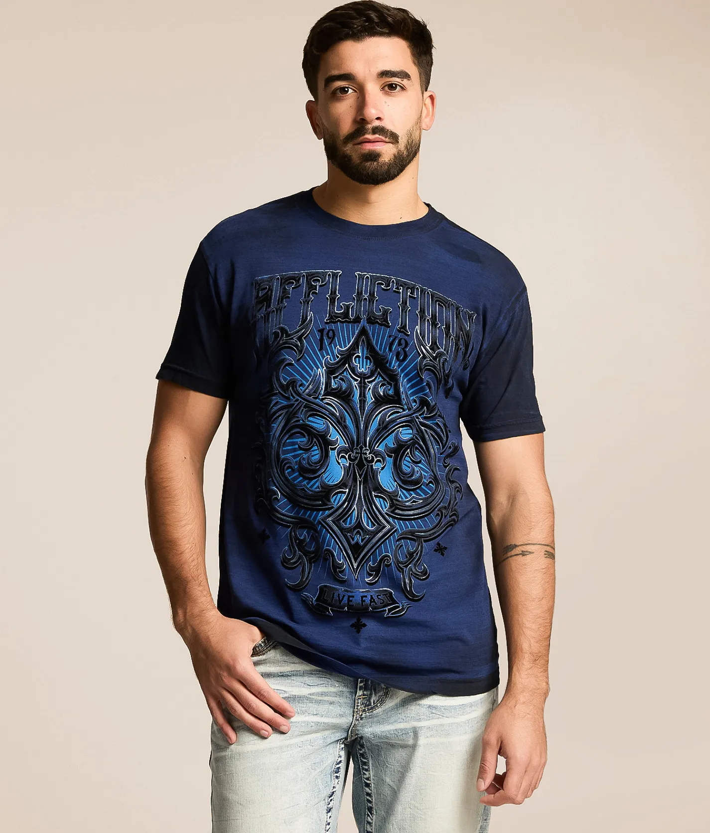 Affliction Fate Obscure T-Shirt Blue Depths