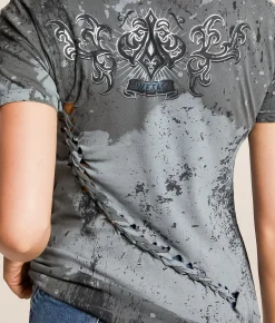 Affliction Fate Obscure T-Shirt Charcoal New