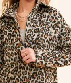 Tops|Coats & Jackets | Open SZN Faux Fur Cheetah Shacket Black Brown Cheetah