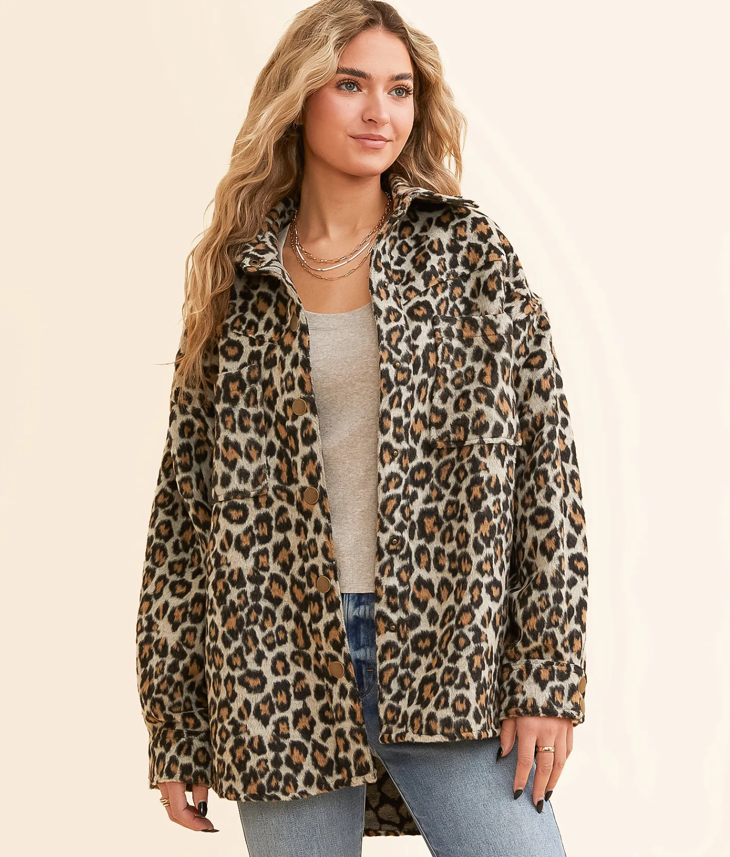 Tops|Coats & Jackets | Open SZN Faux Fur Cheetah Shacket Black Brown Cheetah