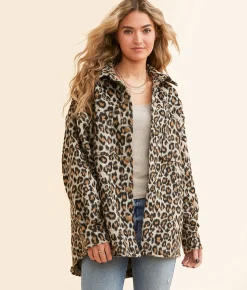 Tops|Coats & Jackets | Open SZN Faux Fur Cheetah Shacket Black Brown Cheetah