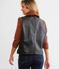 Coats & Jackets | BKE Faux Leather Asymmetrical Vest Black
