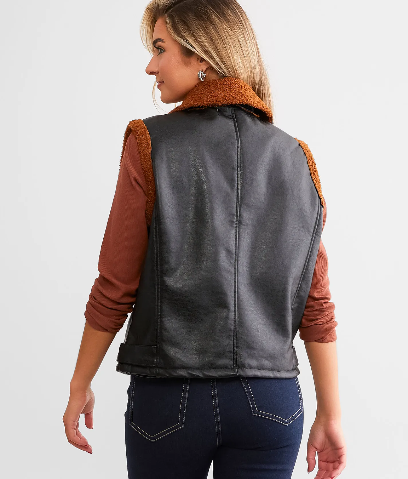 Coats & Jackets | BKE Faux Leather Asymmetrical Vest Black