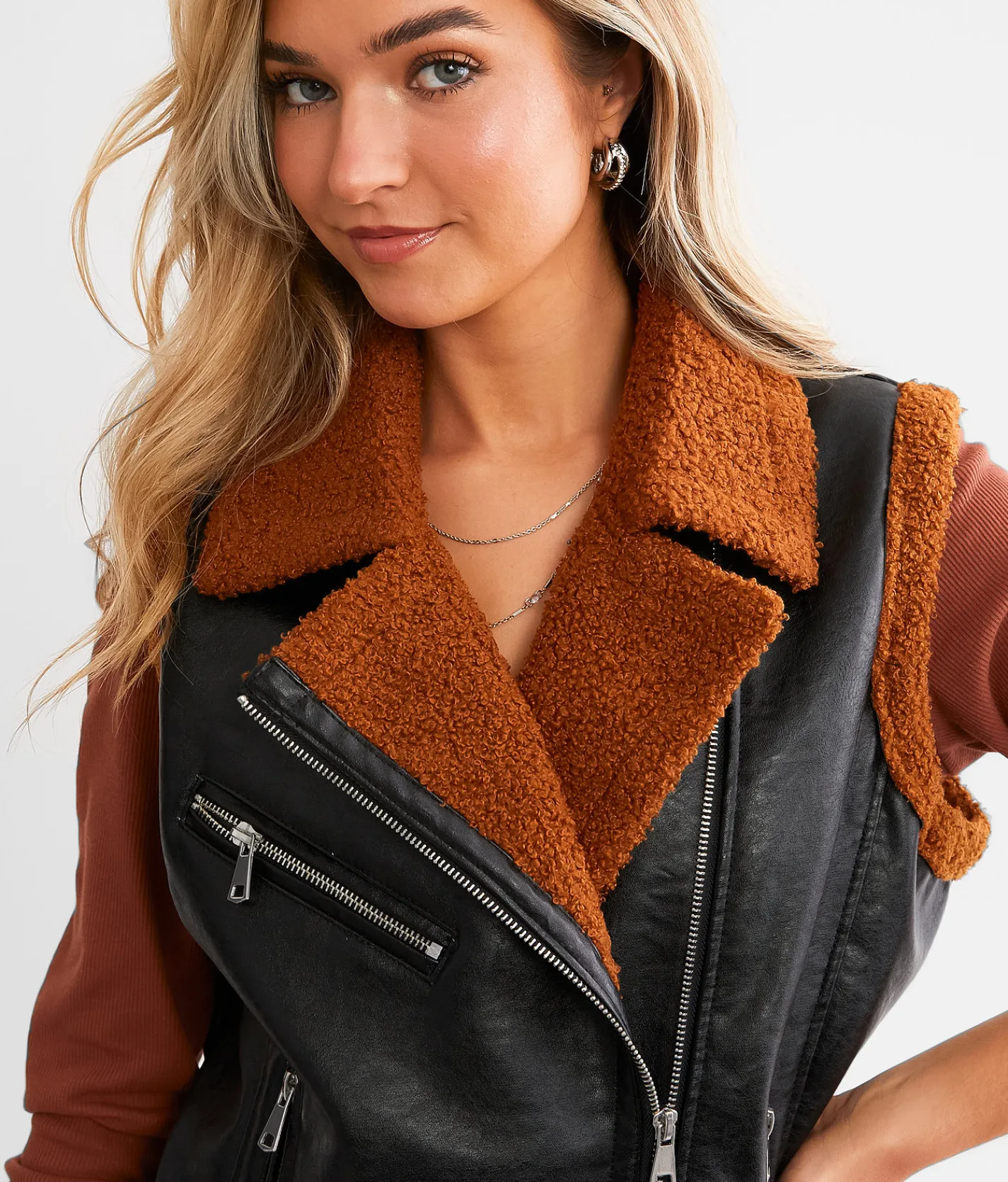 Coats & Jackets | BKE Faux Leather Asymmetrical Vest Black