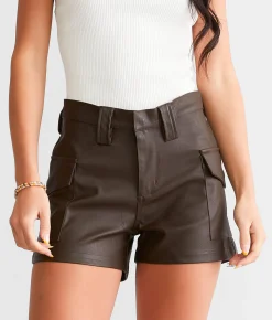 KanCan Signature Faux Leather High Rise Shorts Jinny Online