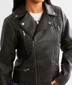 Coats & Jackets | BKE Faux Leather Hooded Jacket Black
