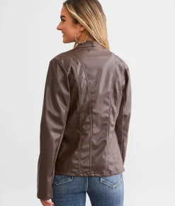 Tops|Coats & Jackets | Daytrip Faux Leather Jacket Brown