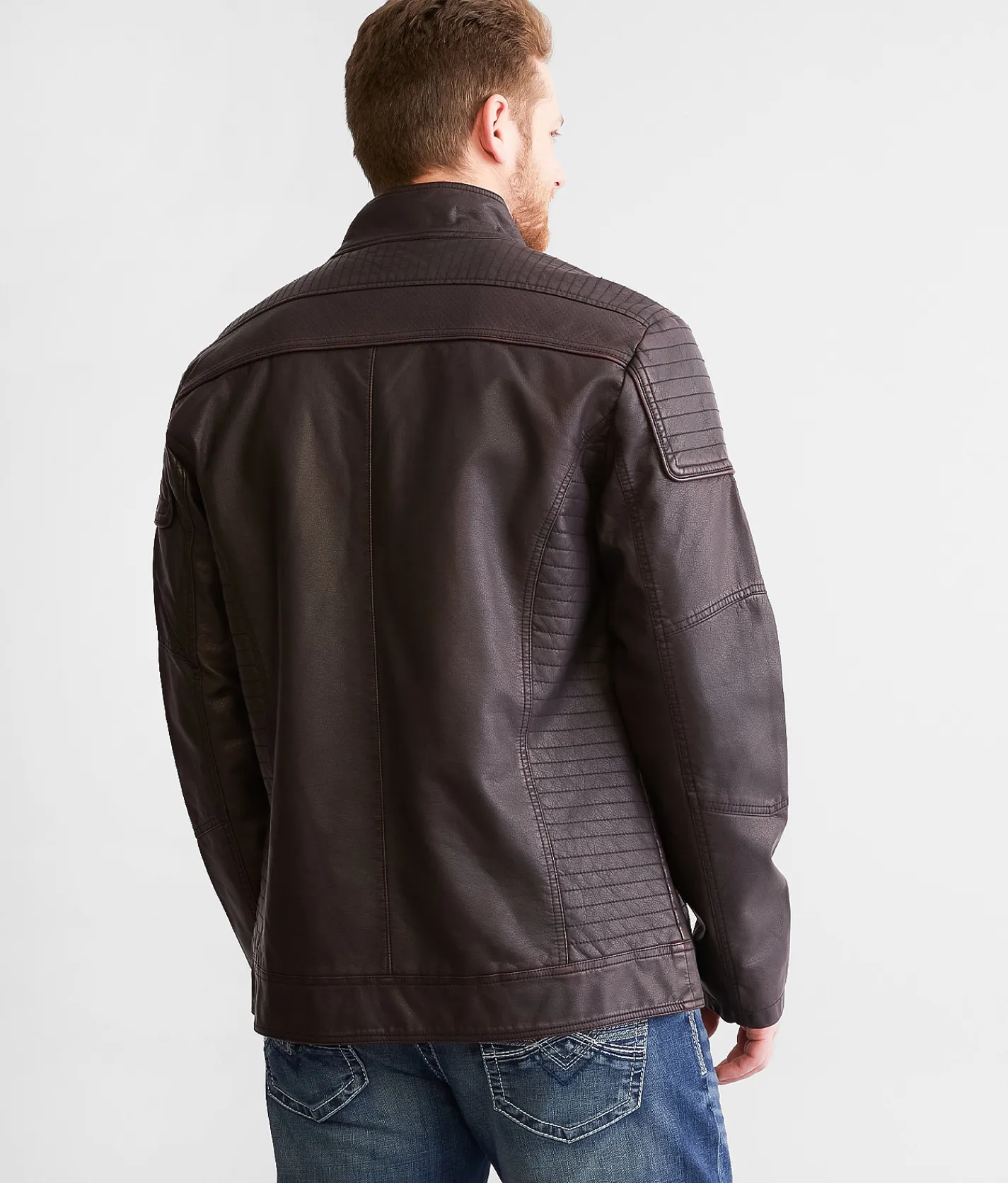 Buckle Black Faux Leather Jacket Burnett Brown