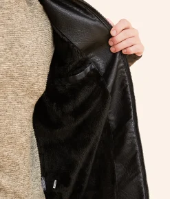 Buckle Black Faux Leather Jacket Black New
