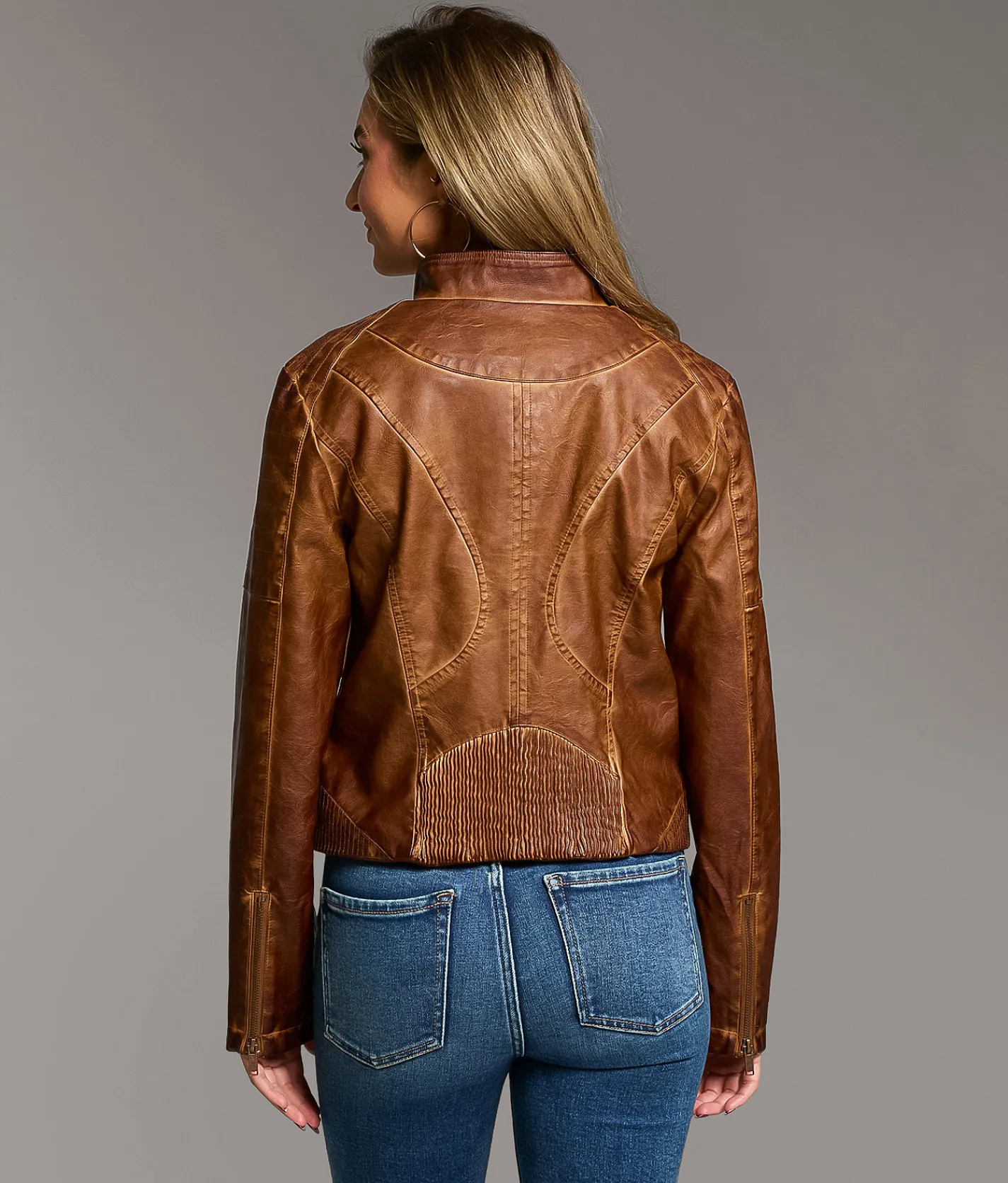 Tops|Coats & Jackets | BKE Faux Leather Moto Jacket Tobacco
