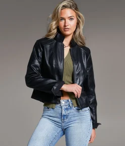 Tops|Coats & Jackets | BKE Faux Leather Moto Jacket Black