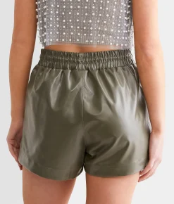 Bottoms|Shorts | Mono B Faux Leather Short Grey