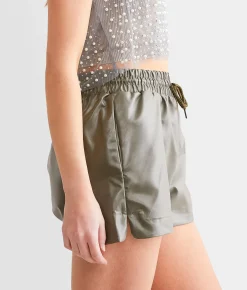 Bottoms|Shorts | Mono B Faux Leather Short Grey