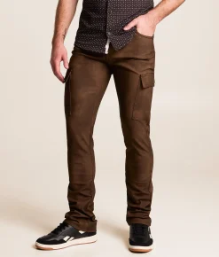 Waimea Faux Leather Stacked Cargo Jean Brown Wash Best