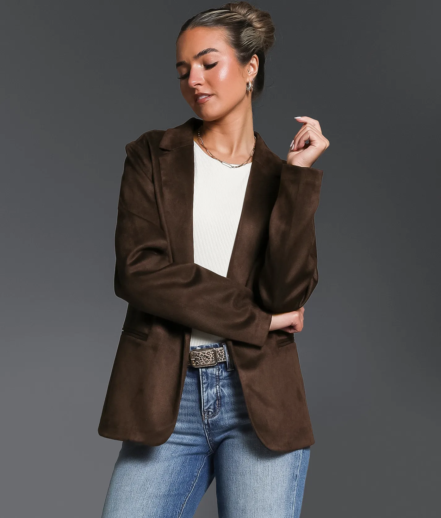 Tops|Coats & Jackets | Buckle Black Faux Suede Blazer Hot Fudge