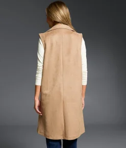Tops|Coats & Jackets | Buckle Black Faux Suede Blazer Vest Tan