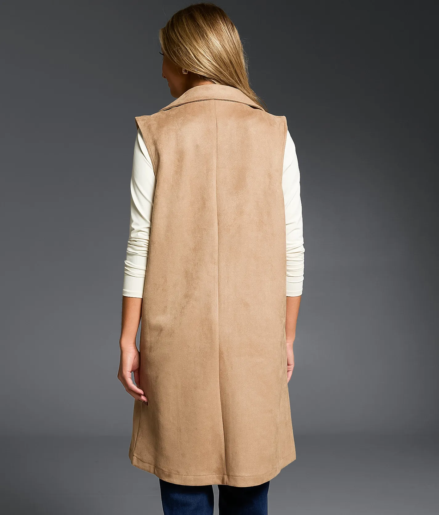 Tops|Coats & Jackets | Buckle Black Faux Suede Blazer Vest Tan