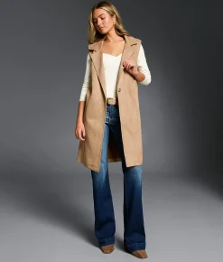 Tops|Coats & Jackets | Buckle Black Faux Suede Blazer Vest Tan
