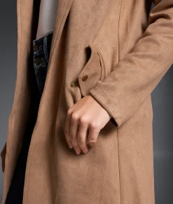 Tops|Coats & Jackets | Buckle Black Faux Suede Jacket Tan