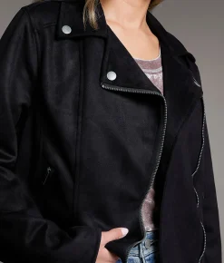 BKE Faux Suede Moto Jacket Black Hot