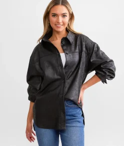 Tops|Coats & Jackets | red by BKE Faux Suede Shacket Black