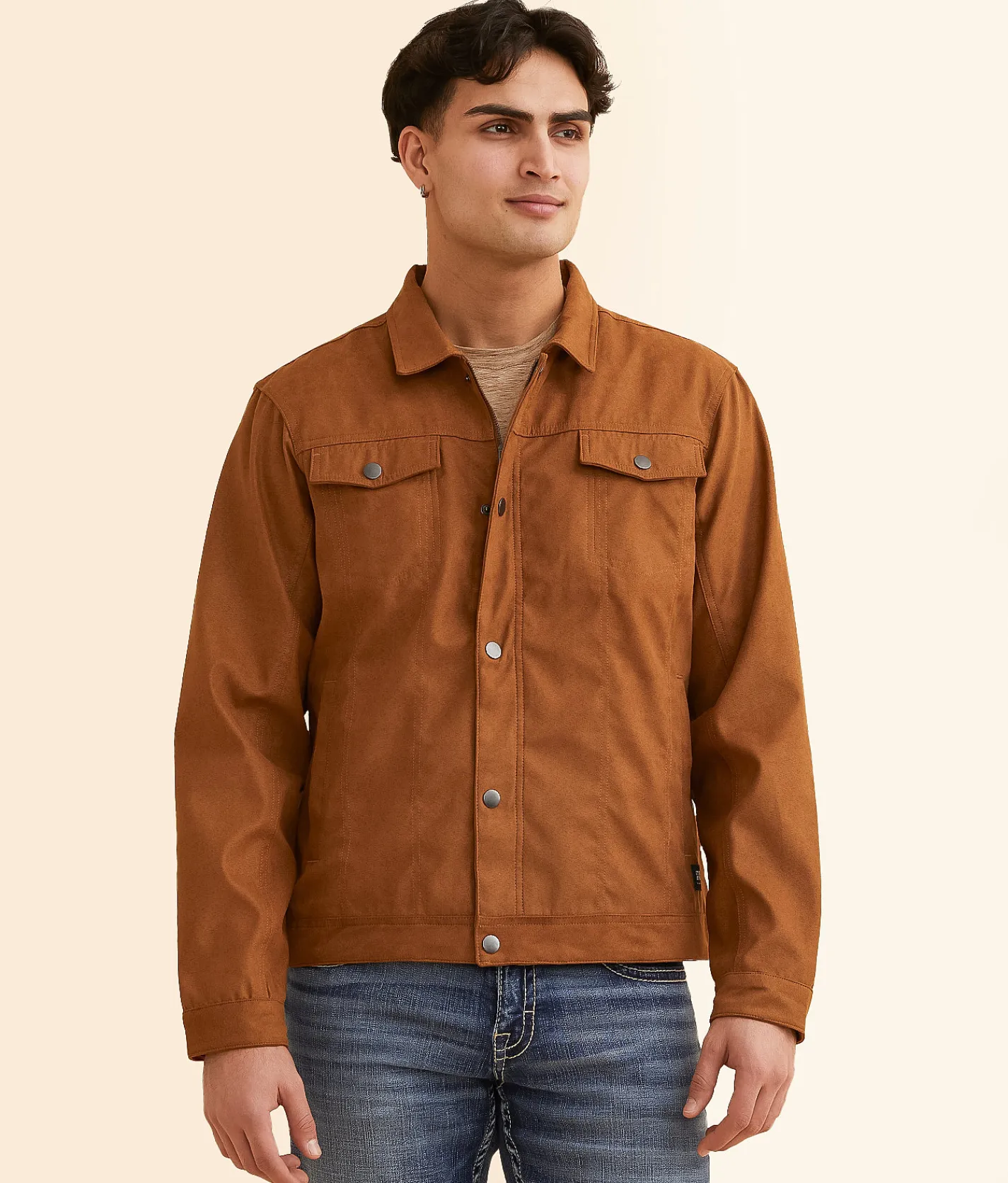 BLEND Faux Suede Trucker Jacket Toffee Outlet