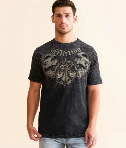 Graphic T-Shirts | Affliction Fear Of The Dark T-Shirt Black Heavy Lava Wash