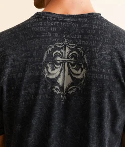 Graphic T-Shirts | Affliction Fear Of The Dark T-Shirt Black Heavy Lava Wash