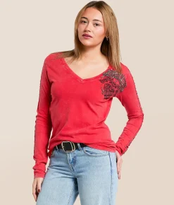 Tops | Affliction Feint Illusion T-Shirt Red Lava Wash