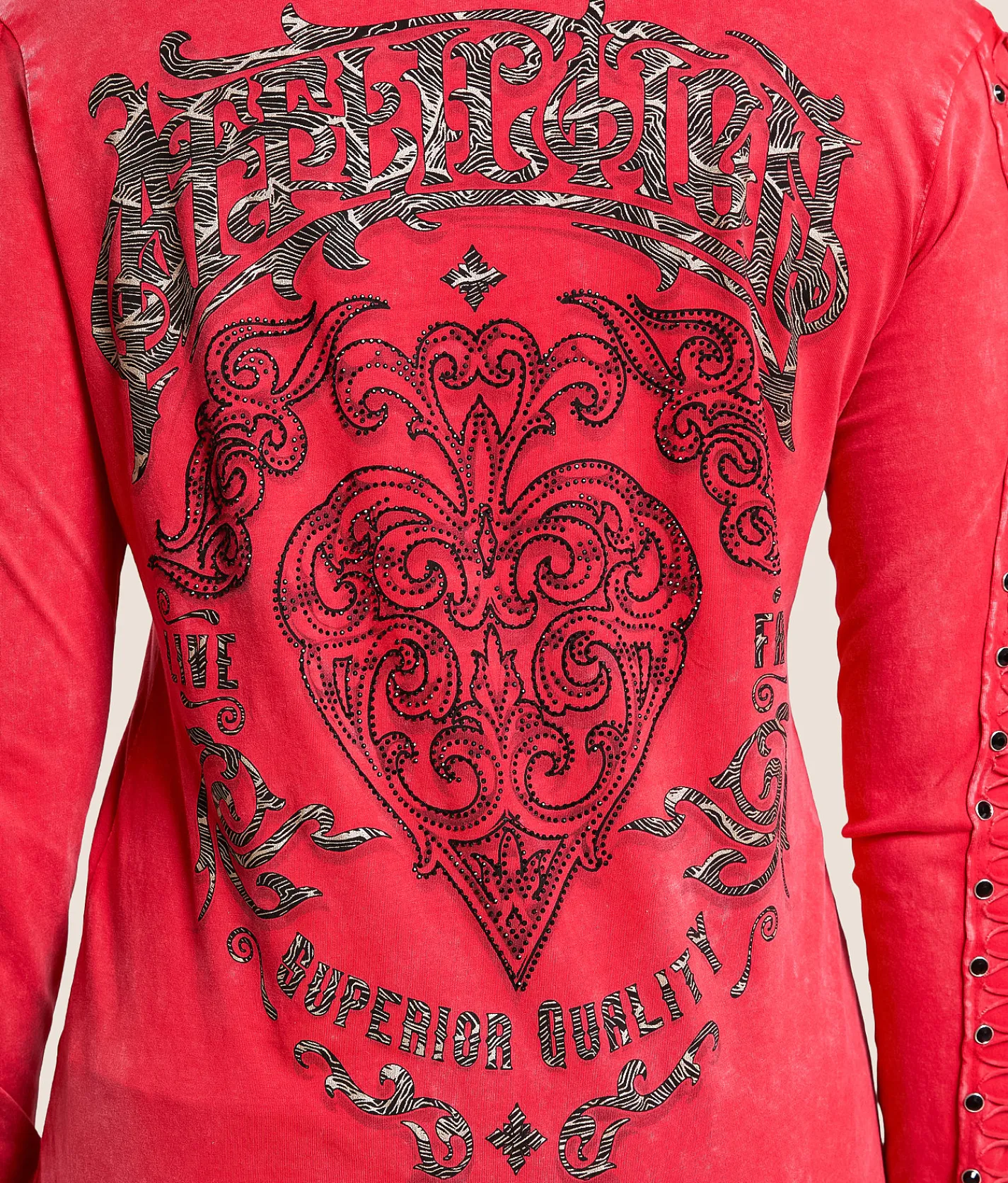 Tops | Affliction Feint Illusion T-Shirt Red Lava Wash
