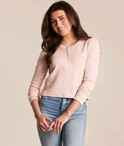 Tops | Z Supply Ferris Striped Henley Washed Pink