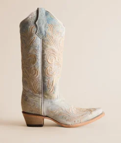 Shoes | Circle G by Corral Filigree Leather Cowboy Boot Distressed White
