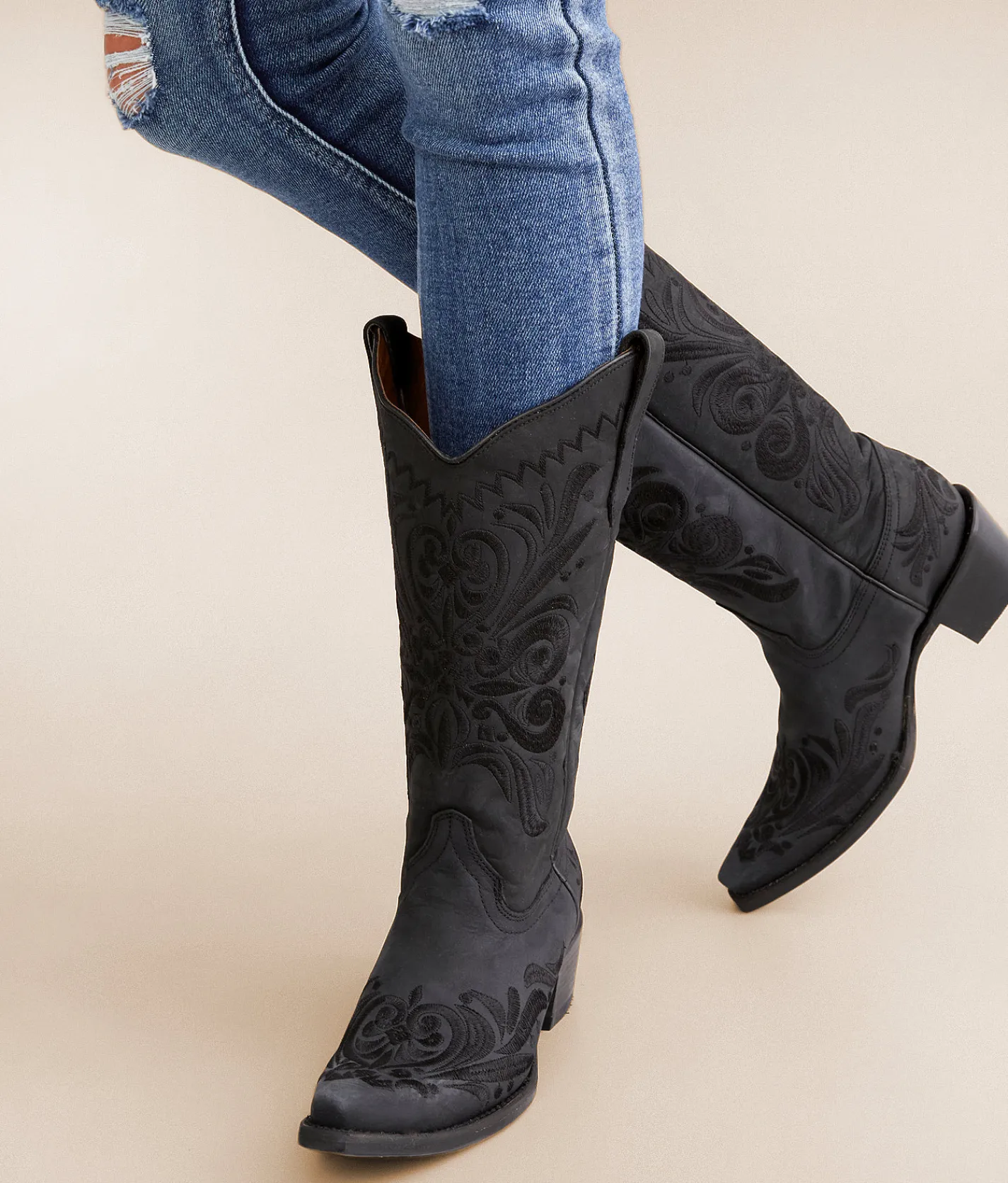 Shoes | Circle G by Corral Filigree Leather Western Boot LD Black