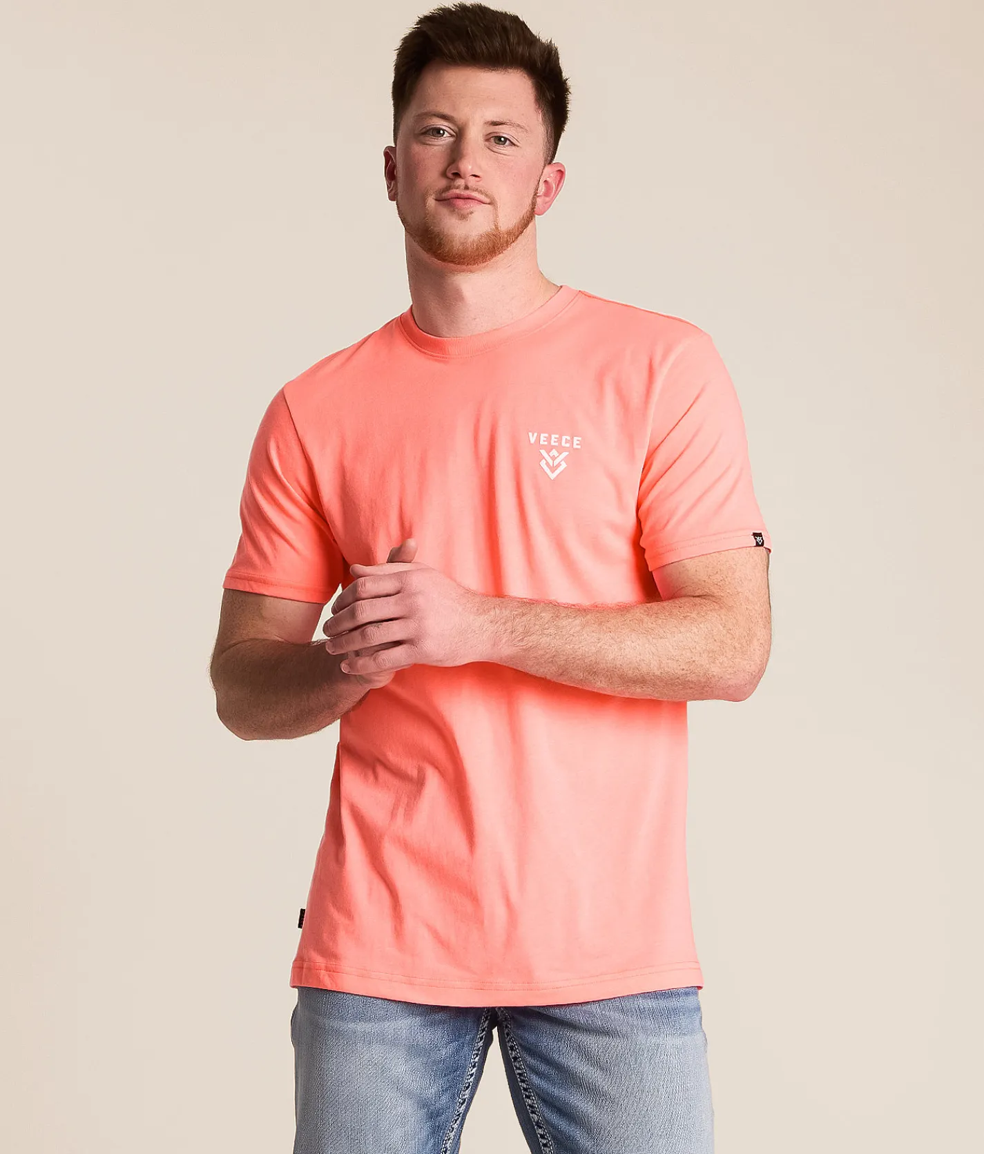 Tops|Graphic T-Shirts | Veece Fill Swap T-Shirt Salmon Heather