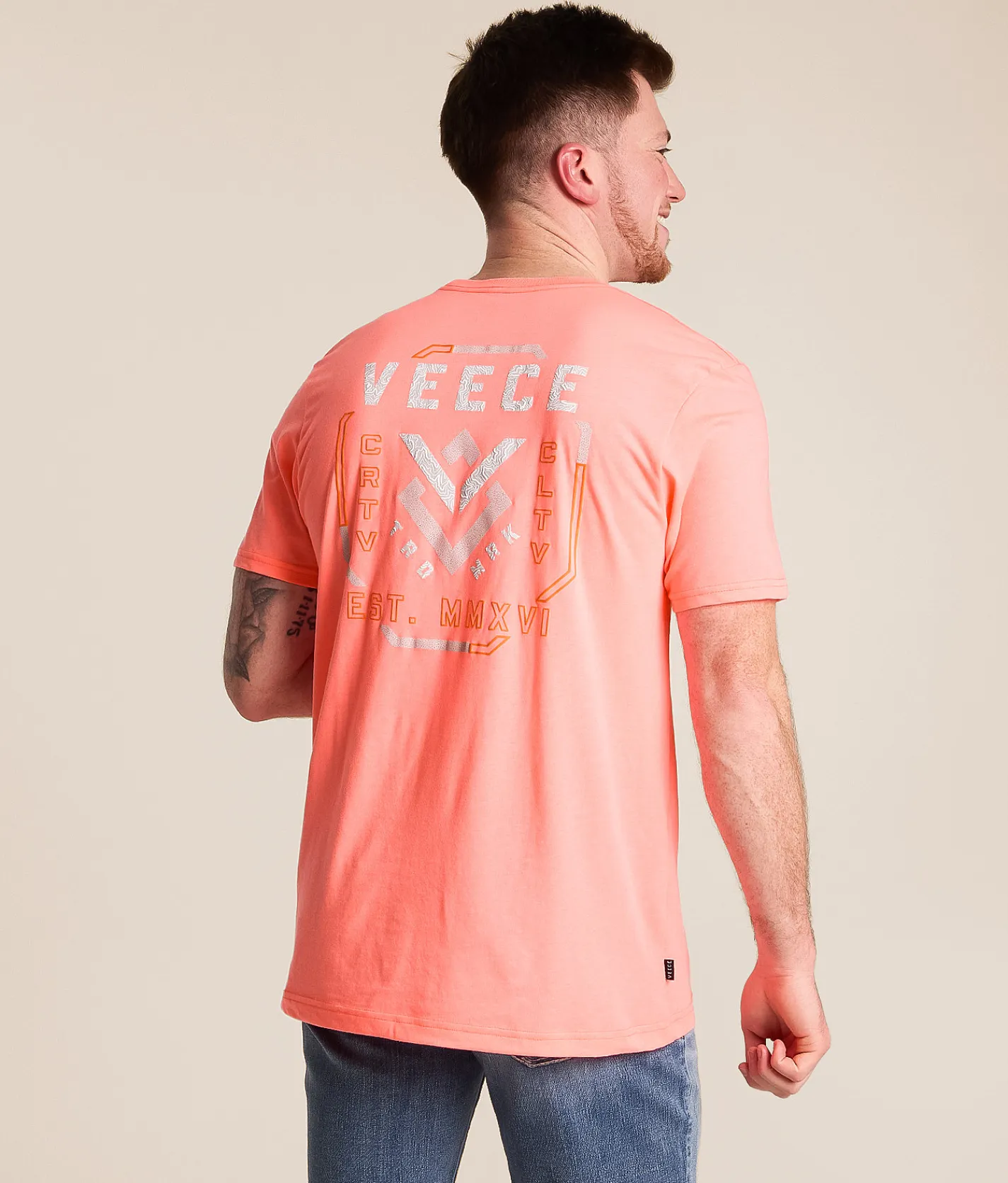 Tops|Graphic T-Shirts | Veece Fill Swap T-Shirt Salmon Heather