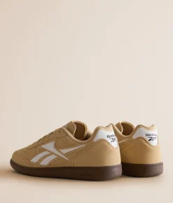 Reebok® Finale Leather Sneaker Simple Beige White Gum Hot