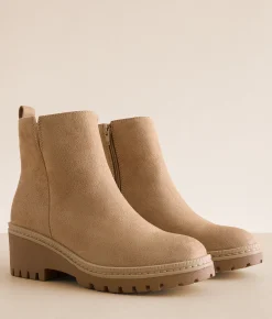 Mia Finnola Wedged Lug Ankle Boot Taupe Outlet