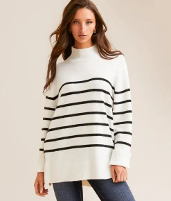 Z Supply Fin Striped Sweater Sea Salt Hot